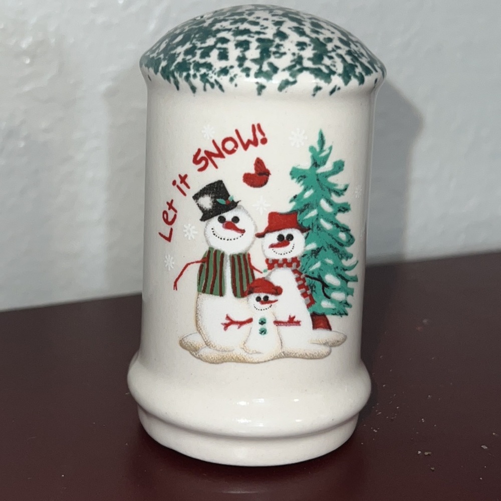 Vintage Atico Intl Let It Snow Christmas Stoneware Shaker 1998 Tableware Holiday - Picture 1 of 5